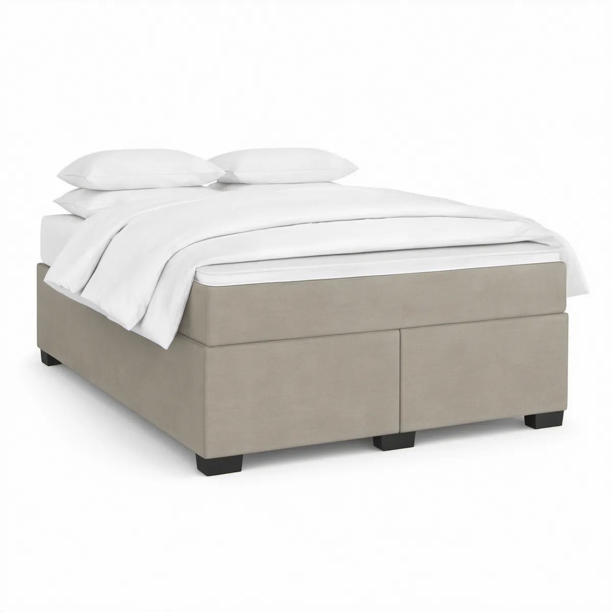 Base Estofada para Colchão de Casal 160 x 200 cm em Poliéster Bege