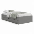 Cama Individual Cinzenta com 3 Gavetas, 90 x 190 cm