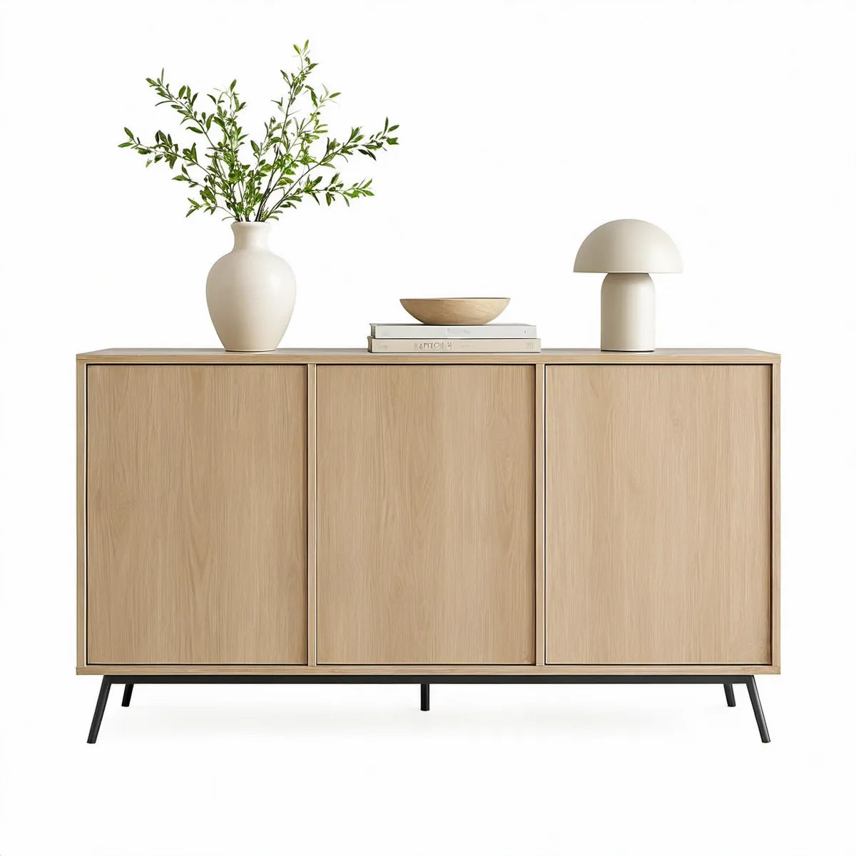 Aparador Retangular em MDF Folheado a Carvalho Natural 160 x 40 x 85 cm