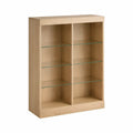 Aparador Expositor Retangular em MDF com Prateleiras de Vidro Carvalho Claro 140 x 90 x 35 cm