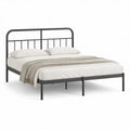 Cama de Casal 160 x 200 cm em Aço Preto com Cabeceira Tubular