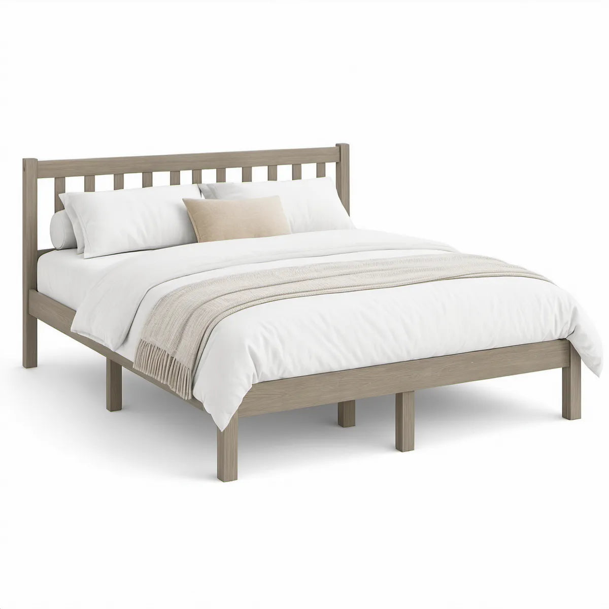 Cama de Casal em Madeira Maciça de Pinho Castanho-claro para Colchão 160 x 200 cm