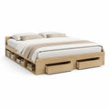 Cama de Casal com Arrumação 160 x 200 cm em Carvalho Claro