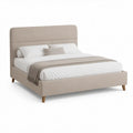 Cama de Casal Estofada Bege para Colchão 160 x 200 cm